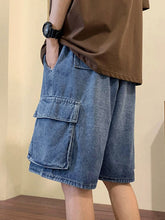 Herren-Cargo-Jeansshorts mit verwaschener Optik und lockerer Passform